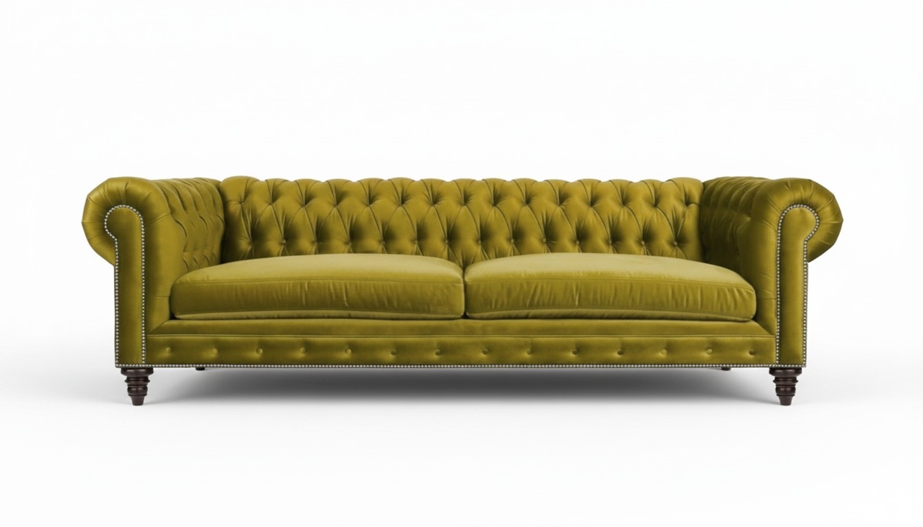 Yellow Living Room Modern Chesterfield Three Seater Creative Furniture Textile Fabric xxl