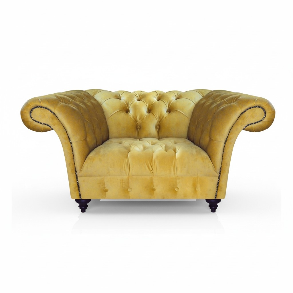 Yellow luxury Chesterfield single seat modern upholstered chair armchair