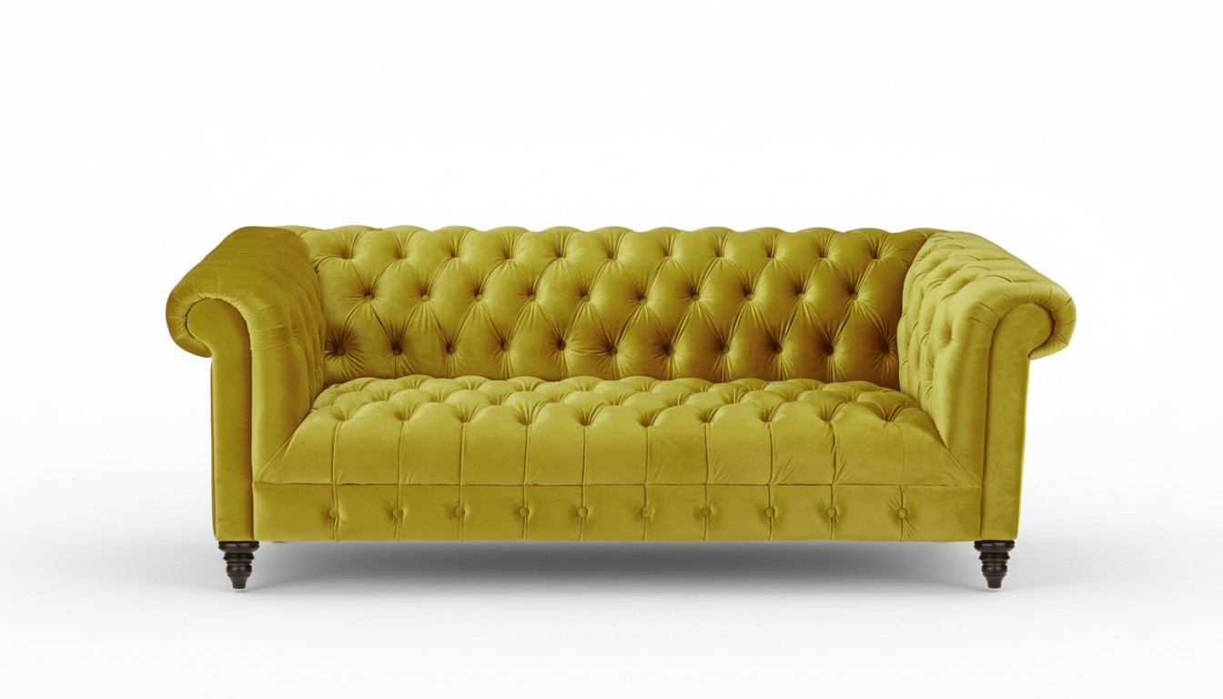 Yellow Three Seater Chesterfield Modern Design Couches Fabric Sofa New Original Furniture