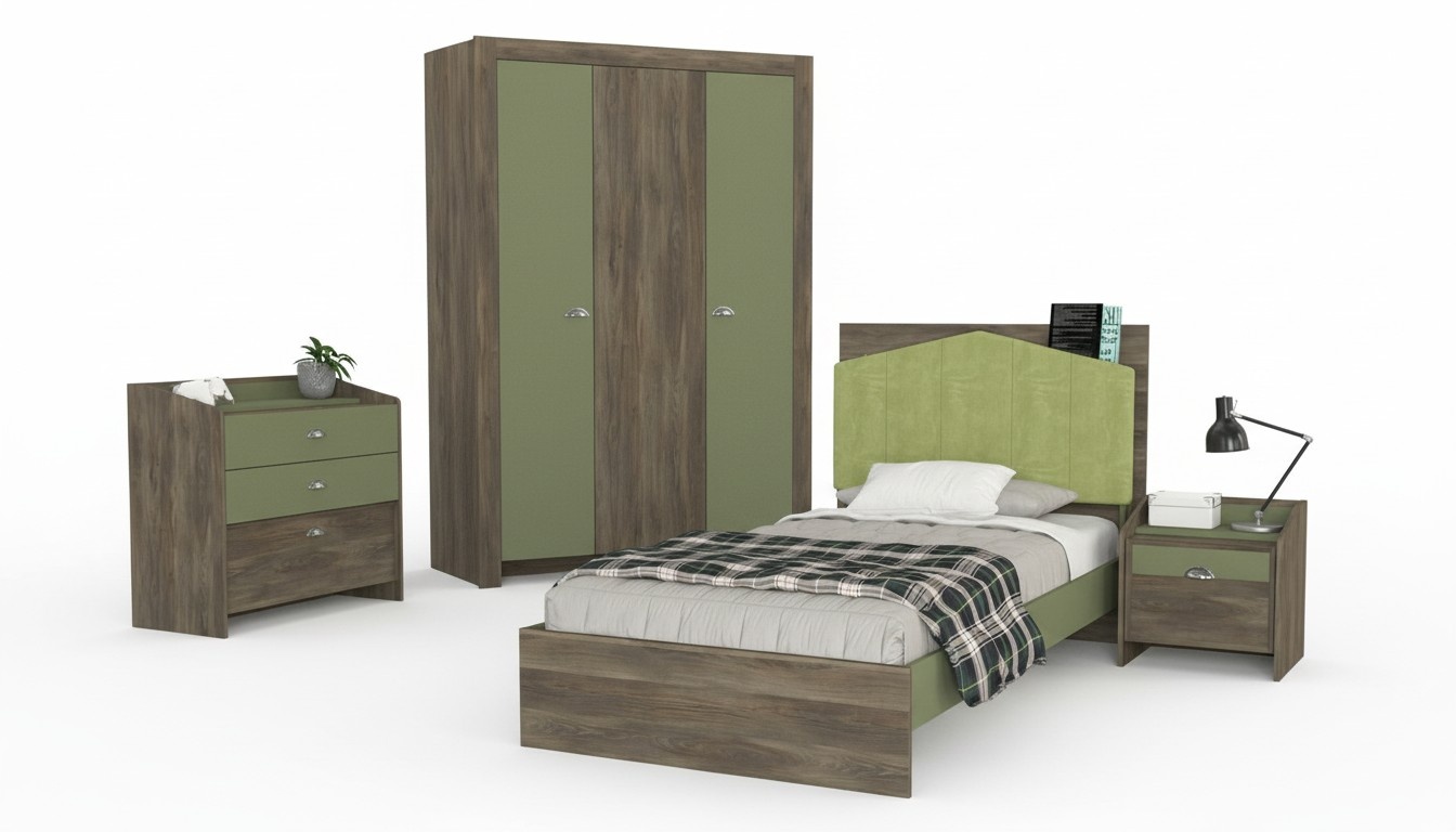 Youth room set bed bedside table wardrobe chest of drawers children\'s furniture 4 pieces