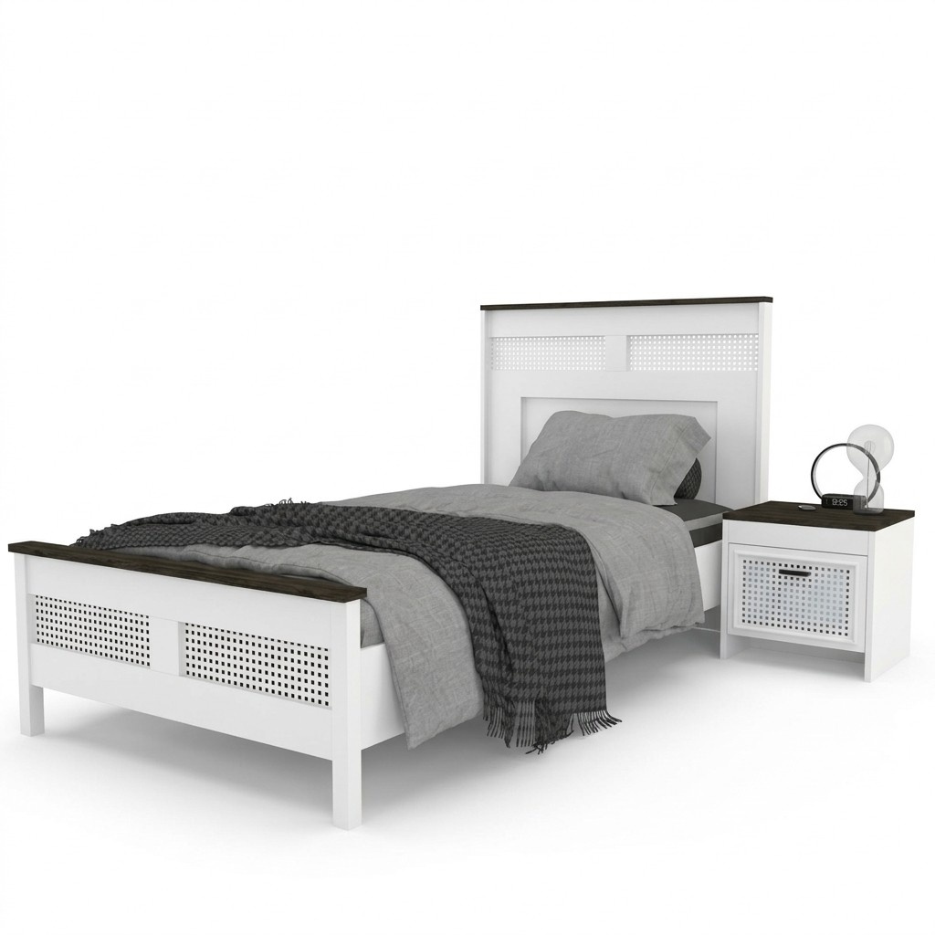 Bed Youth Room Set Children\'s Bed White Comfortable Modern Furniture 100x200