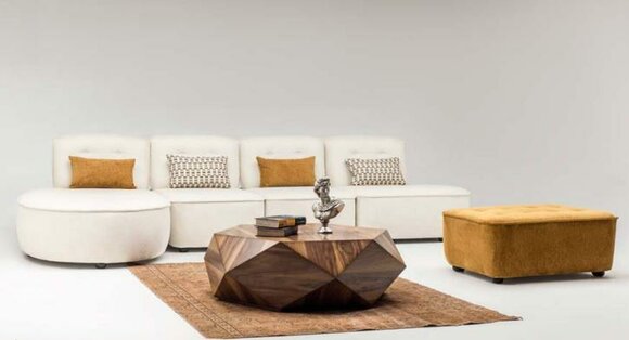 Modular sectional sofa corner sofa L shape Medern Counch stool Beige fabric