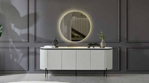 Stylish dining room set consisting of sideboard and mirror white colour 2pcs