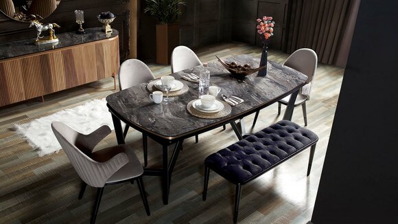 Luxurious dining room set Consists of dining table and 4x chairs Novelty 5 pcs.