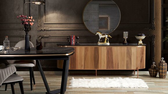 Stylish dining room set Consists of sideboard and mirror Novelty 2 pcs.