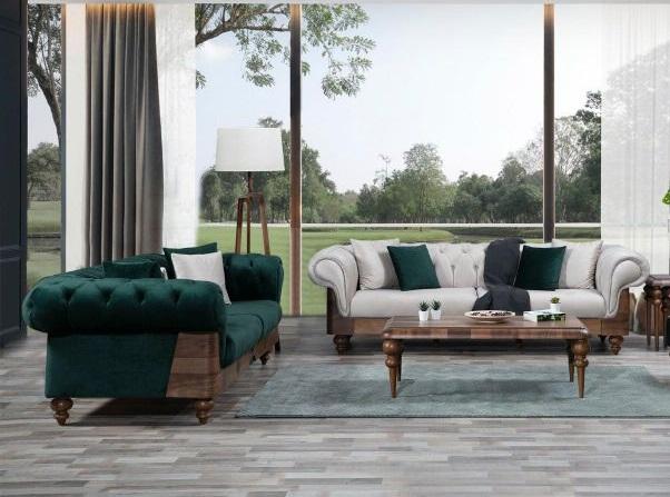 Modern Chesterfield sofa set 3+3 seater luxury set living room couch