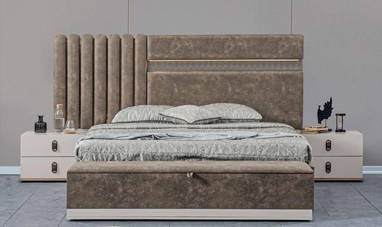 Grey bedroom set bed + 2x bedside tables New wooden furniture set
