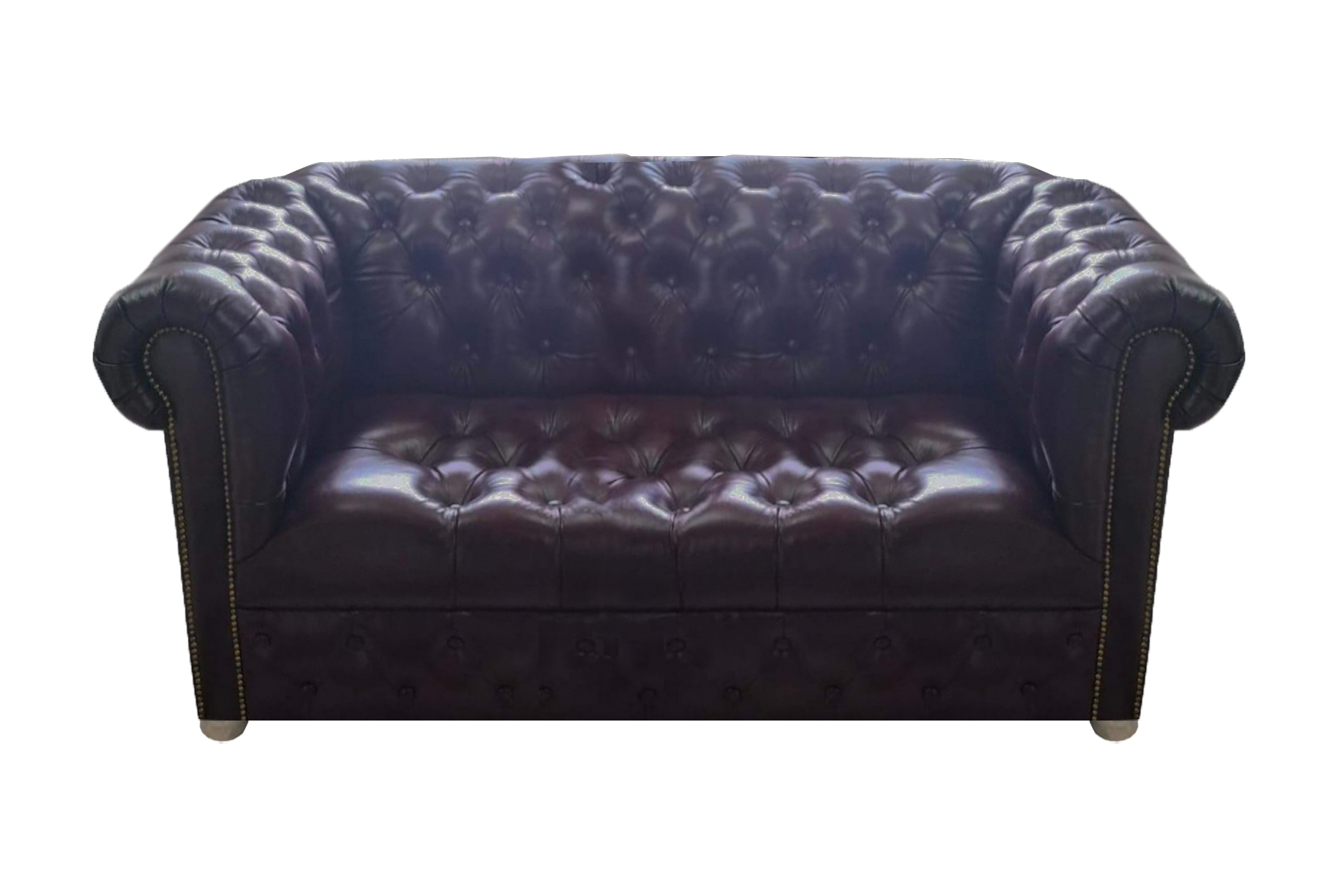 Sofa two seater couch Chesterfield living room leather brown upholstered furniture