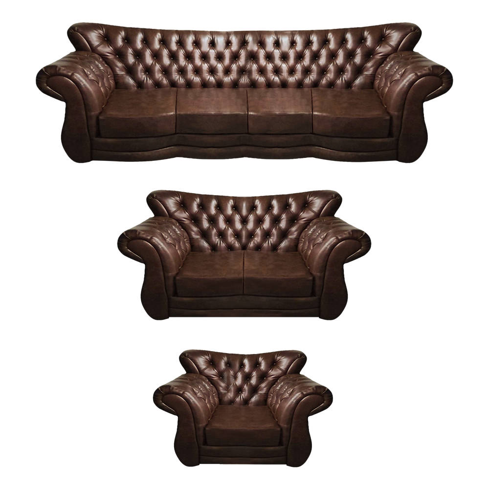 Living room Chesterfield sofa set 3pcs 4+2+1 leather luxury couch armchair