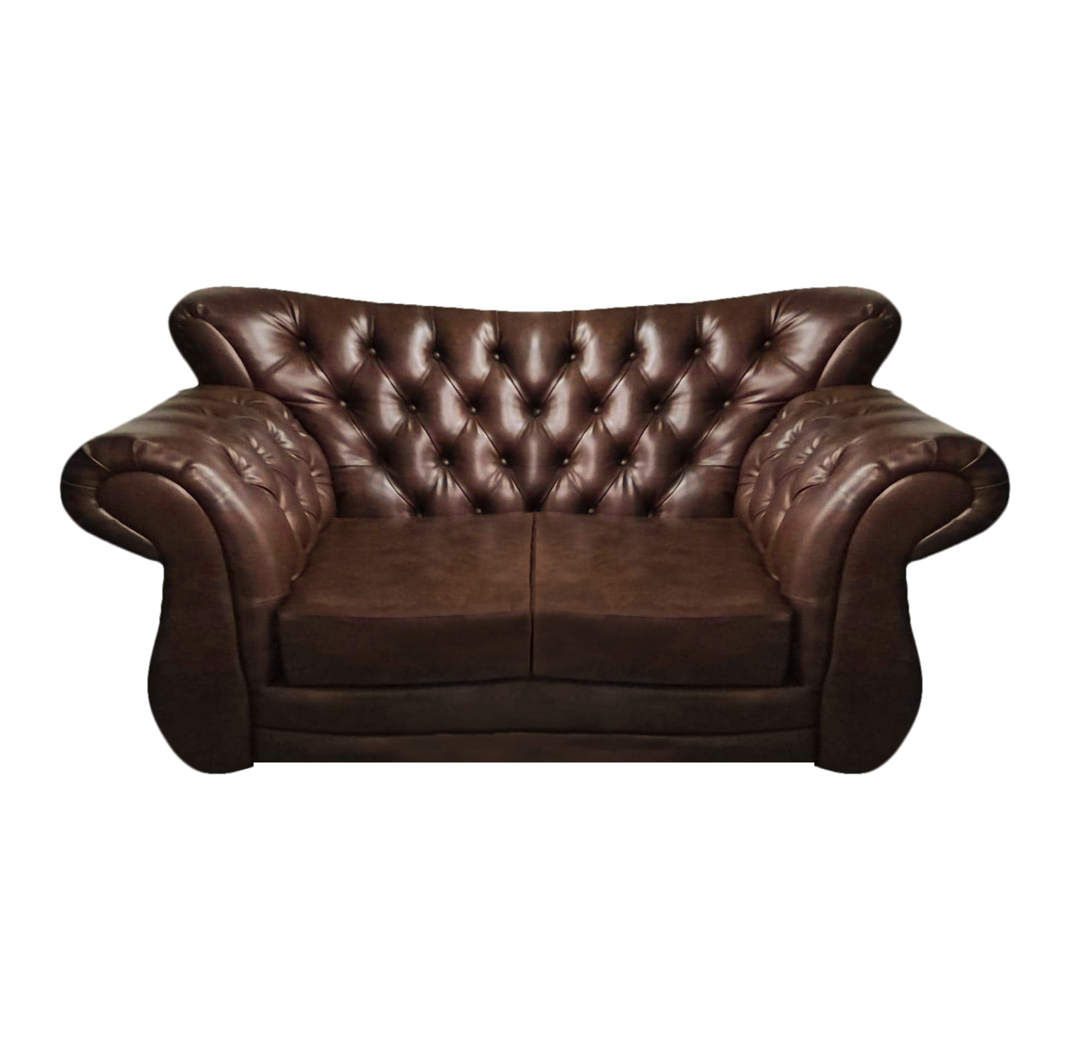 Brown luxury sofa two seater couch chesterfield living room upholstered furniture