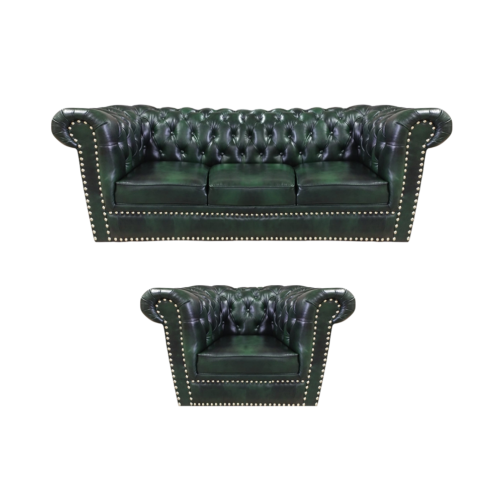 Green sofa set three-seater sofa design modern armchair Chesterfield living room