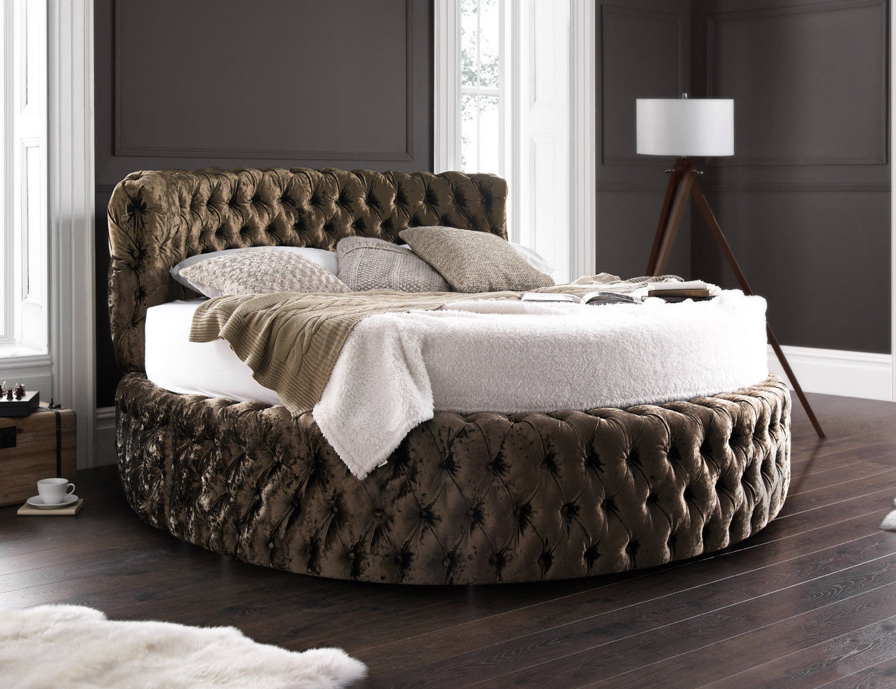 Designer round bed deals