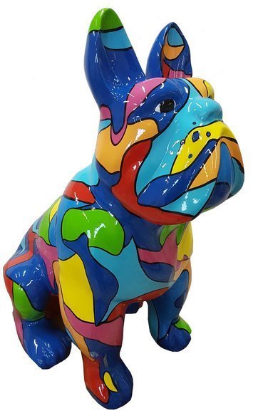 Multi-colored abstract decorative garden sculpture designed as sitting dog 79cm (A627B)