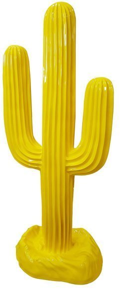 Full yellow painted decorative cactus sculpture 185cm height