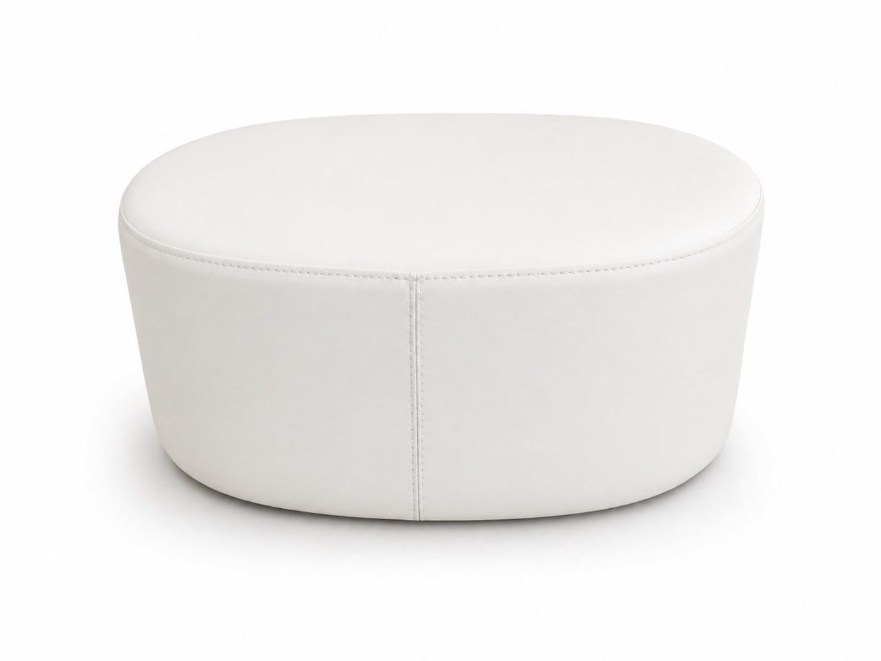 Skandi Round Upholstered Stool Leather Look Cream Minimal Design Ready SOFORT