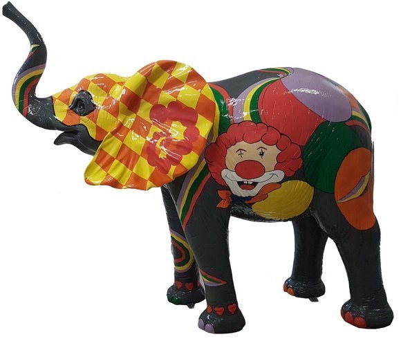 Abstract colorful decorative elephant with a clown paint figure sculpture 160 cm height