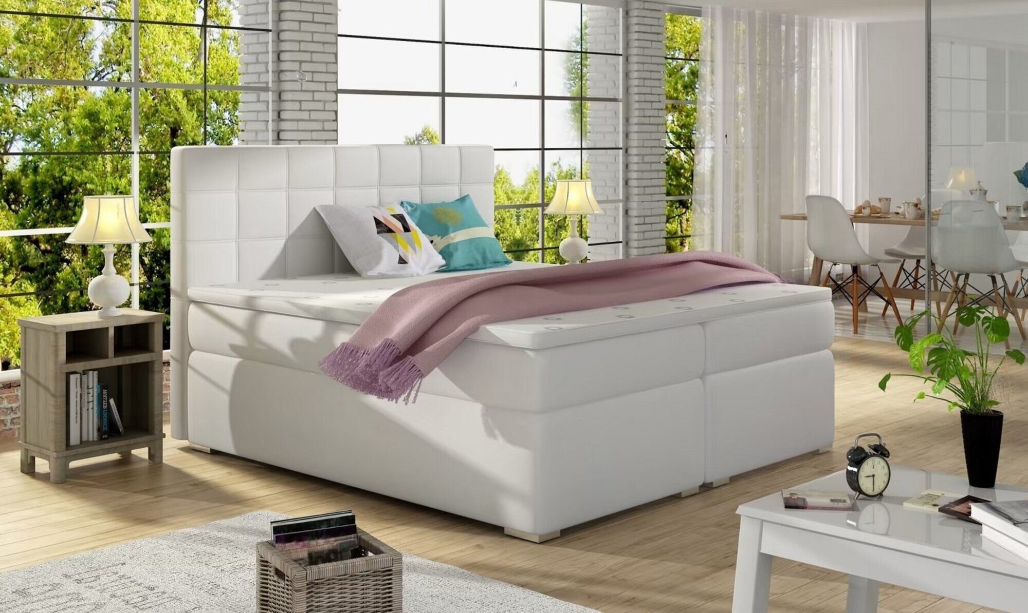 Box spring bed beds mattress bed upholstery textile design hotel double new On Stock