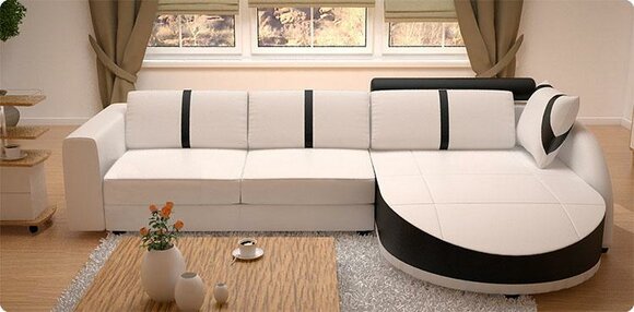 Corner sofa leather sofa sofa bed Mini Colo with bed function