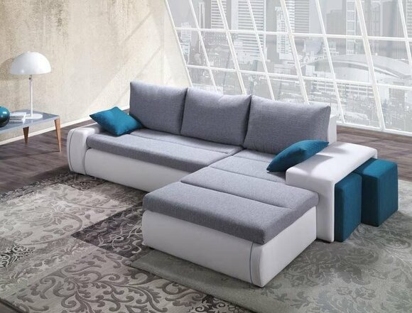 Corner Sofa Living Area Sofa Bed Textile Fabric Sofa Corner Couch "NEW