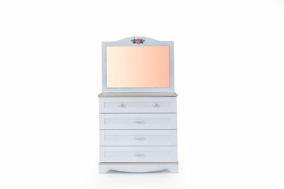 Modern white children\'s room chest of drawers youth room 4-door sideboard mirror