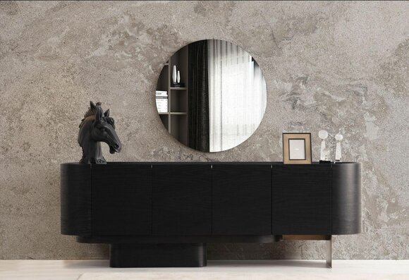 Black Dining Room Furniture Stylish Sideboard With Mirror Wooden Dresser