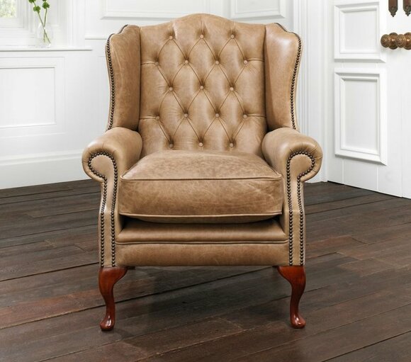 Chesterfield armchair 1 seater upholstery 100% full leather wing chair sofa 161013-26