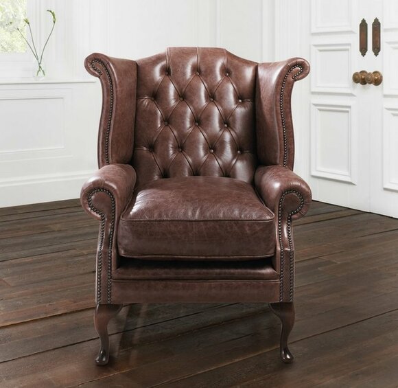 Chesterfield armchair 1 seater upholstery 100% full leather wing chair sofa