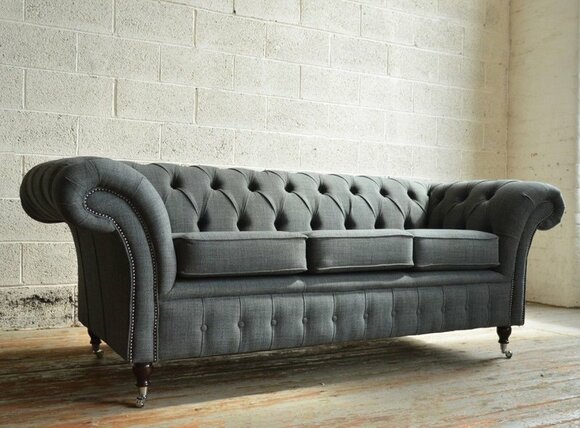 Chesterfield Sofa 3 Seater Upholstery Designer Couches Sofas Set Grey Sofa