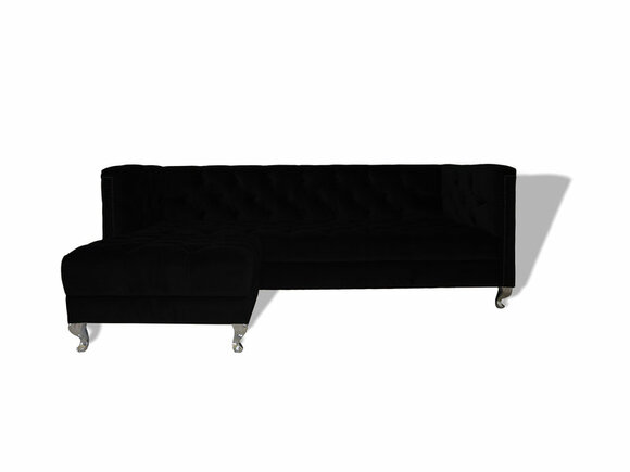 Chesterfield Sofa 3-Seater Dark Black Textile Upholstered Couch Comfortable Sofa New