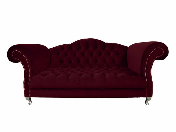 Chesterfield Sofa 3-Seater Classic Dark Red Textile Couch Comfortable Living Room Sofa New