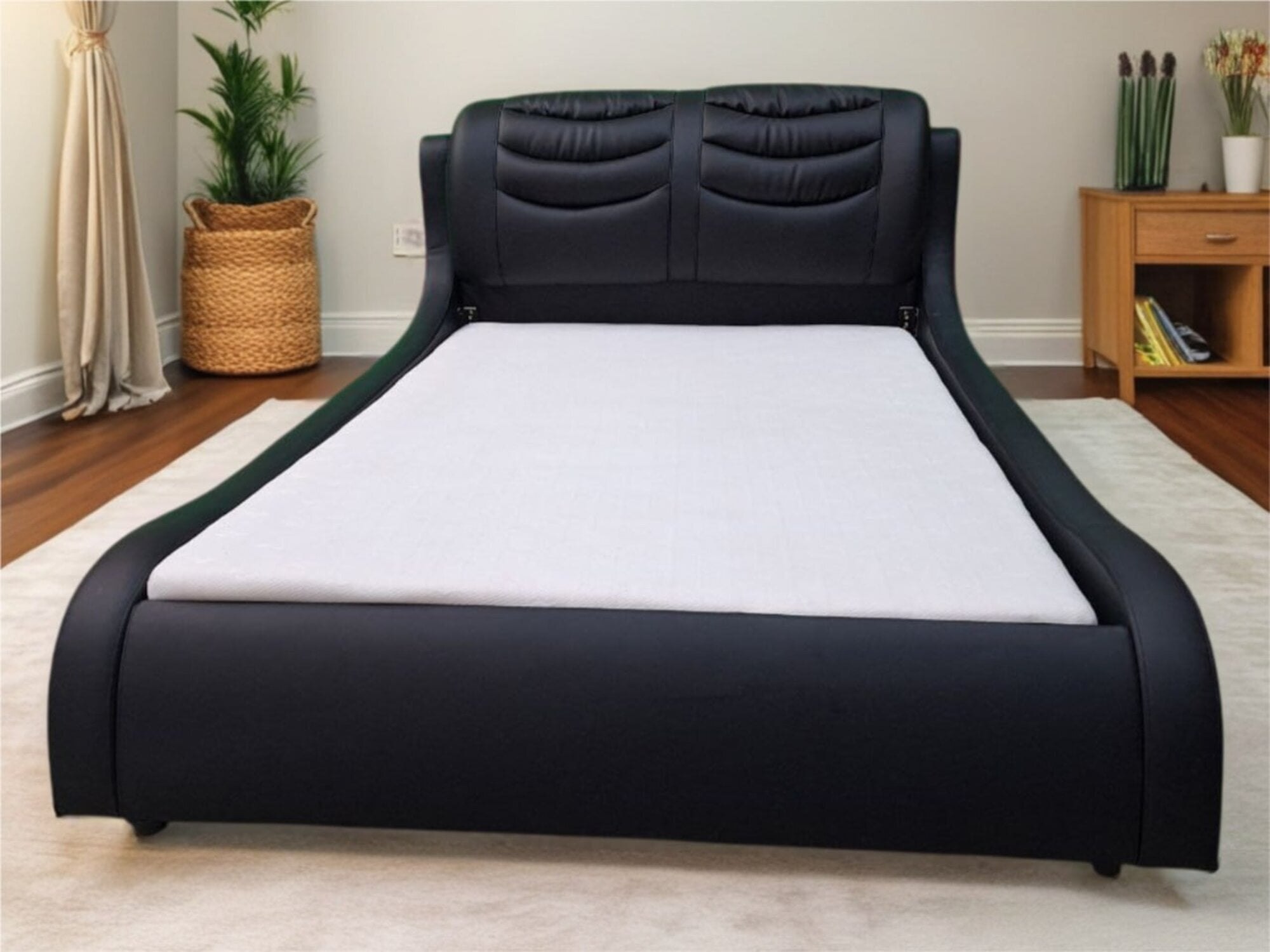 Designer Polsterbett Doppelbett Leder Komfortbett Sofort
