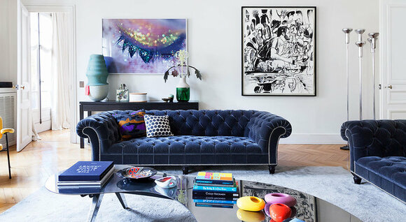 Chesterfield Sofa 3 Seater Upholstery Designer Blue Velvet Couch Living Room