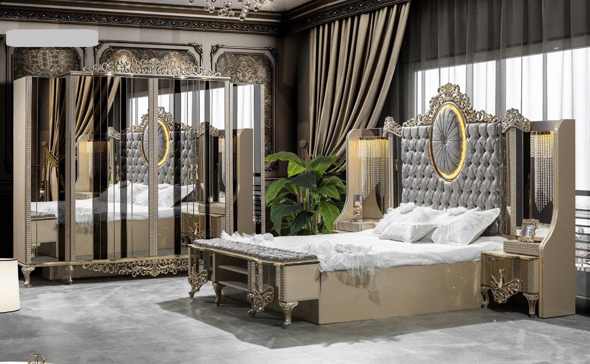 Luxury 3pc Bedroom Set – Classic Beige Double Bed Set SOFORT