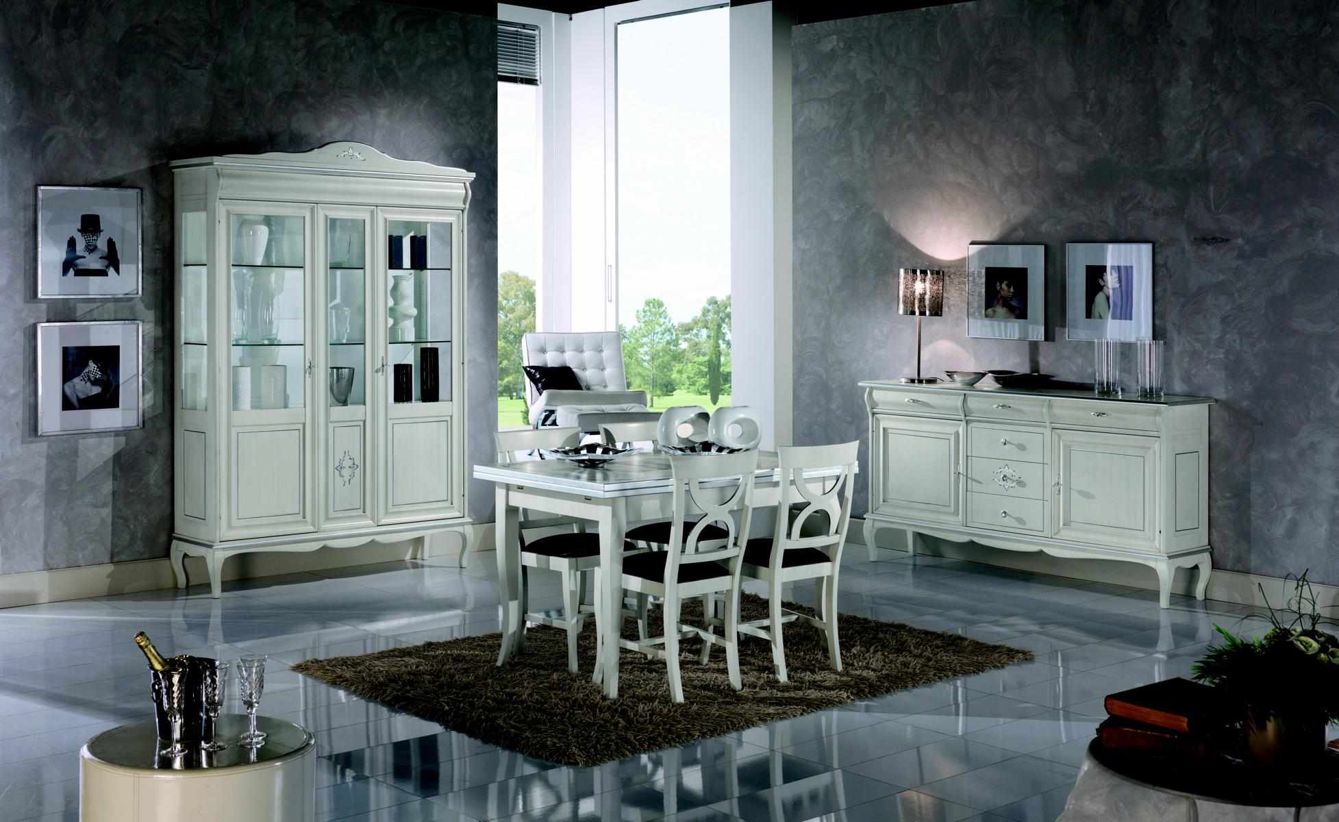 Design dining room set 7 pieces wood furniture chest of drawers 4x chair table showcase new