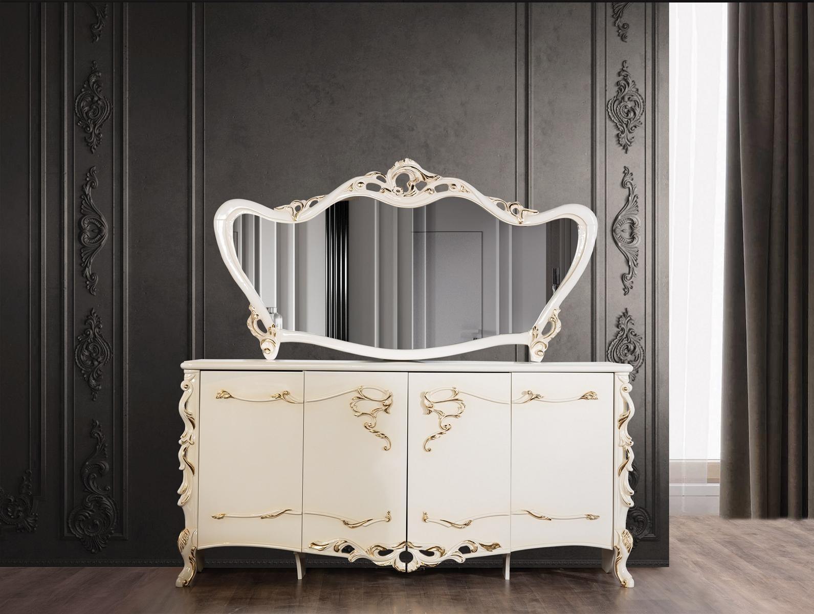 Sideboard Mirror Set Dining Baroque Chests of Drawers Wood Chest of Drawers New