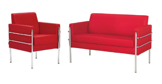 Sofa set armchair design couch sofa 2-seater luxury red relaxation office furniture upholstery