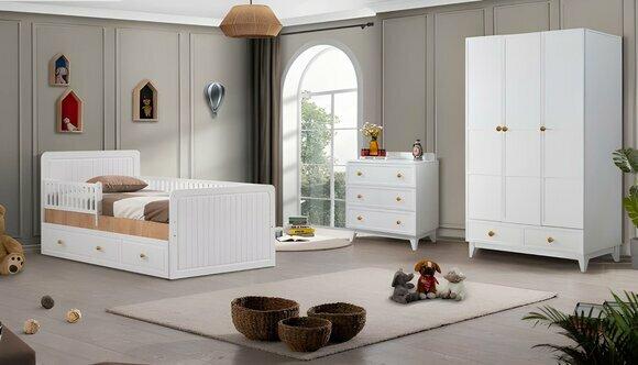 Complete children\'s room set designer children\'s bed white wardrobe