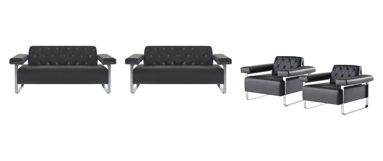 Chesterfield Design Sofa set 4-piece 2-seater armchair leather stylish