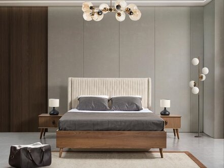 Bed 2x bedside table 3-piece bedroom set modern design luxury bedside tables