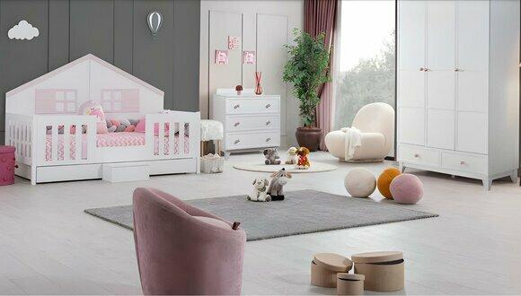Modern Children\'s Room Set Bed Multi-Coloured Wardrobe Chest of Drawers Bright New