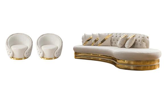 Exclusive Chesterfield Sofa Set Living Room Semi Circular Sofa Armchair
