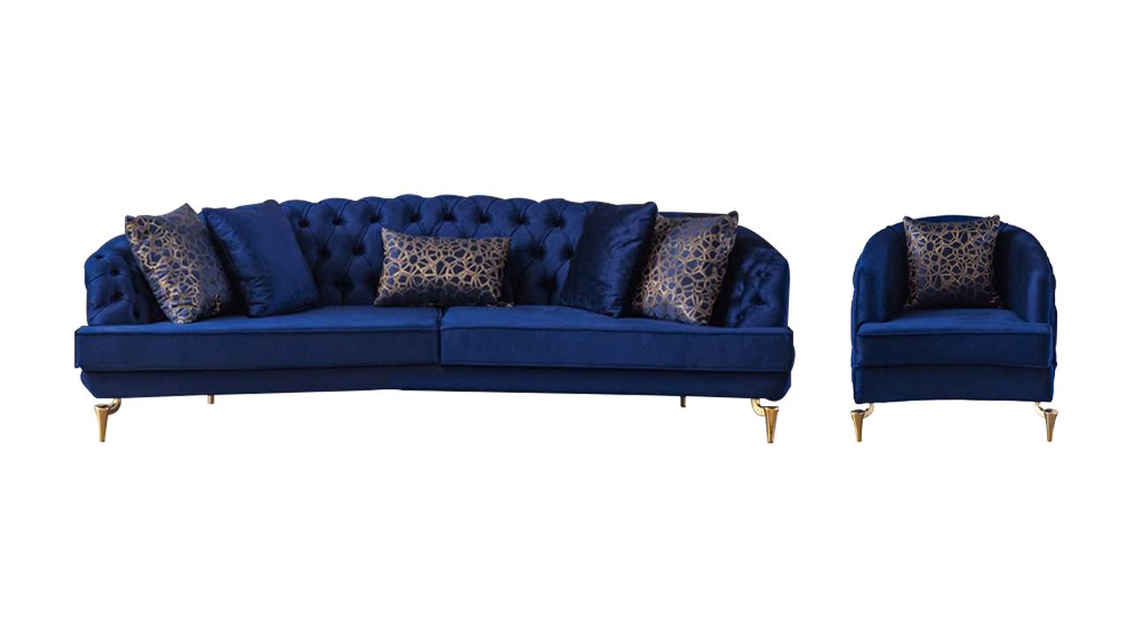 Exclusive Chesterfield sofa set designer four-seater luxury 1-seater 2-piece