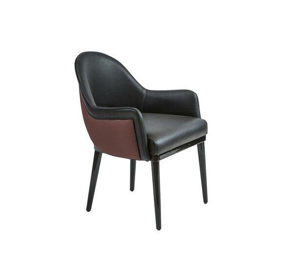 Black Chair with Armrests Modern Dining Room Luxury Furnishings Upholstered Seat