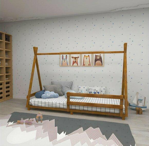 Dark brown children\'s room furniture designer bed frames luxury wooden beds