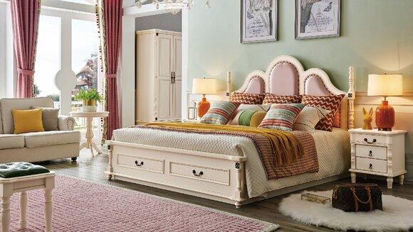 3pcs Set Bedroom 2xNightstand Wood Designer Bed Luxury Classic New