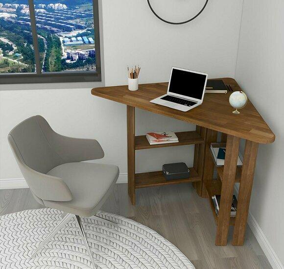 Brown corner desk Designer study tables Elegant laptop table