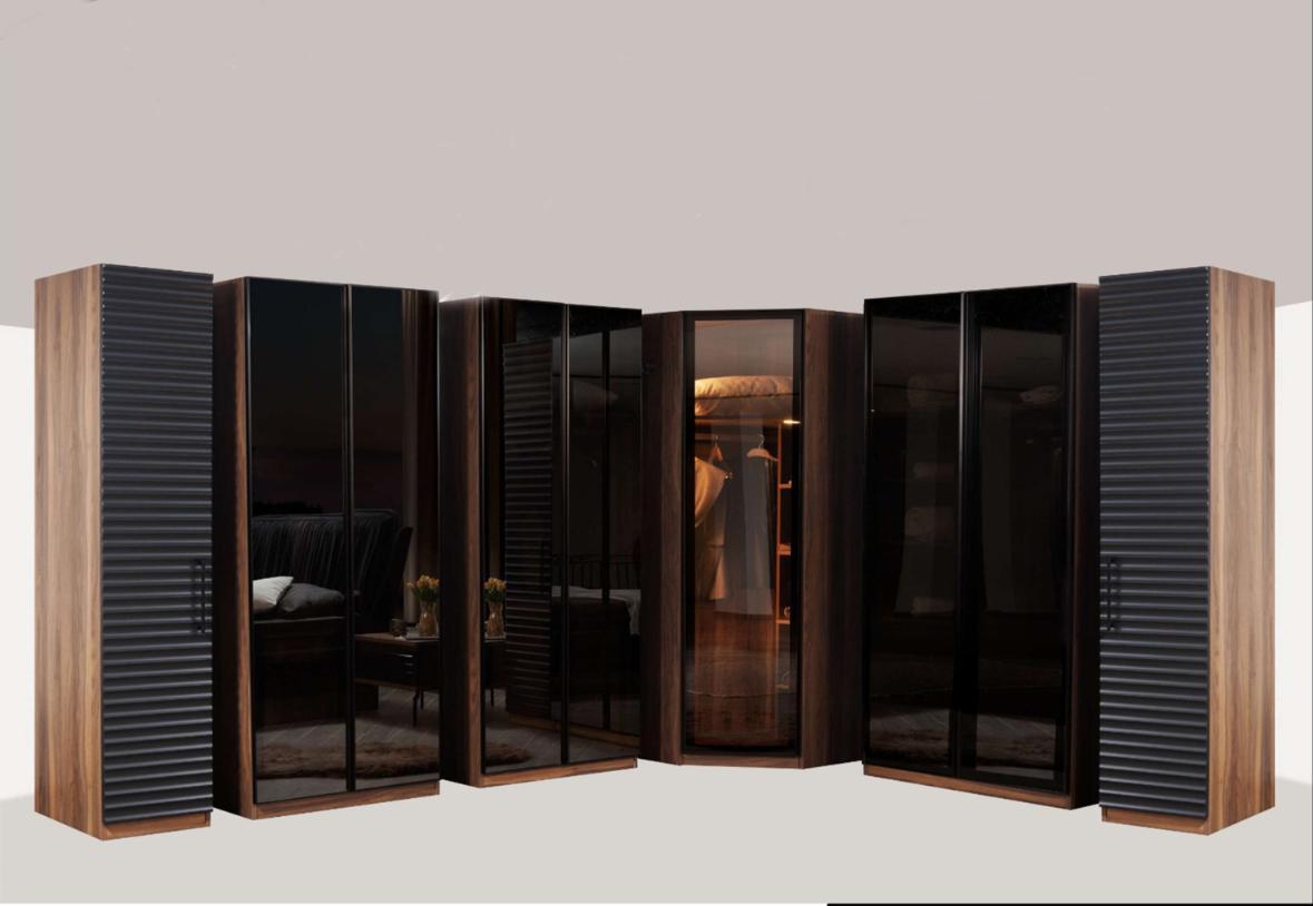 Bedroom Furniture Modern Corner Cabinet Luxury Wooden Wardrobe