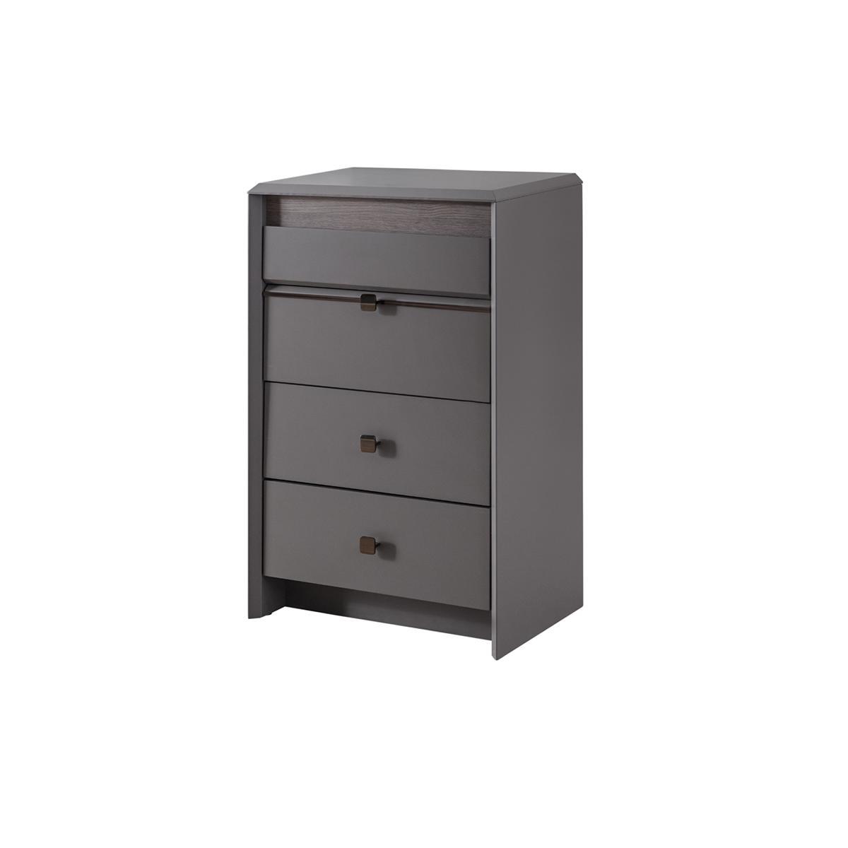 Exclusive Gray Chest of Drawers Luxurious 4x Drawers Bedroom Wooden Furniture