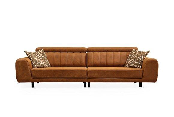 Luxury four seater couch brown faux leather sofa 4 seater upholstered sofa