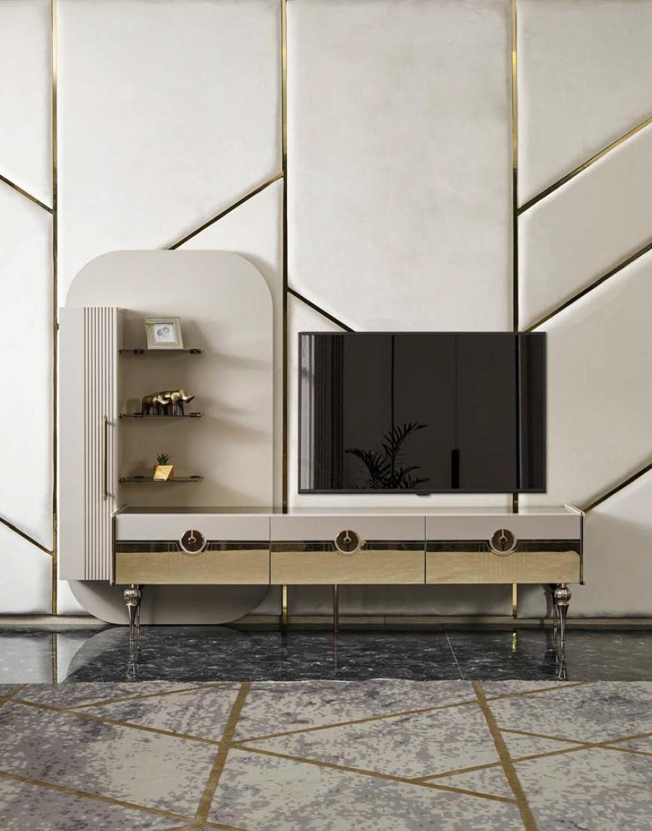 Luxury Wall Unit Italian Style TV Stand New Sideboard Gray Living Room